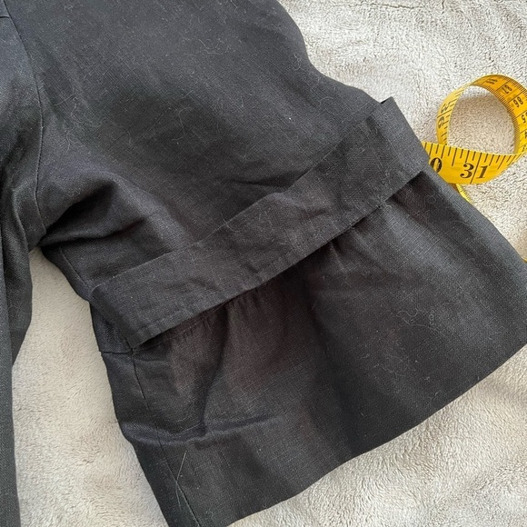 Sandro 100% Linen Black Double Breasted Swing Jacket Blazer 3/4 Sleeves Size XL - Picture 9 of 13